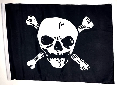 Jolly Roger Skull and Crossbones Pirate Flag 12 x 18 inch Blackbeard Black Bart - Image 1 of 4
