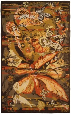  3x6 Vintage French Tapestry Handmade Tapestry Herve Art Nouveau Tapestry Rug - Image 1 of 4