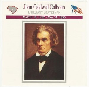 1995 Atlas, Civil War Cards, #16.01 John C. Calhoun, South Carolina