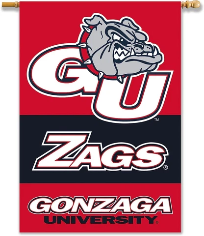 Gonzaga Bulldogs 2-Sided 28-by-40 House Banner with Pole Sleeve, Red Cover