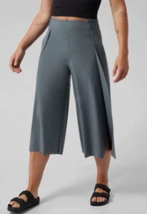 NUOVO pantalone Athleta Cosmic Wrap Cropped TAGLIA 12 GRIGIO MINIMALISTA #988038 - Foto 1 di 15