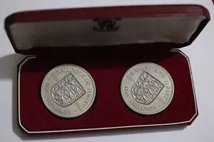 🧭 🇯🇪 JUEGO DE 2 MONEDAS JERSEY 1966 PROOF EN CAJA ORIGINAL B78 #326 - Imagen 1 de 4