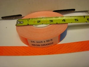 NEON Flourescent ORANGE Reflective Conspicuity Tape 3/4" x 50 ft - Picture 1 of 2