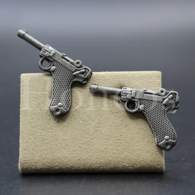 9MM Luger Handgun Custom Made Cufflinks DIY Vintage Jewelry Gift Men Silver Foto 1 de 4