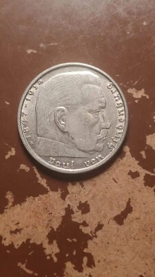 1938 B UA Alemania 2 Reichsmark Esvástica Nazi.                               R858 Foto 1 de 2