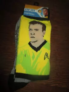 NIP  Men's STAR TREK CAPTAIN KIRK Crew SOCKS - Size 10-13 - 2020 - Picture 1 of 2