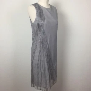 DKNY/1990s VINTAGE sequin embelllished grey sleeveless dress US size 4 - Picture 1 of 9