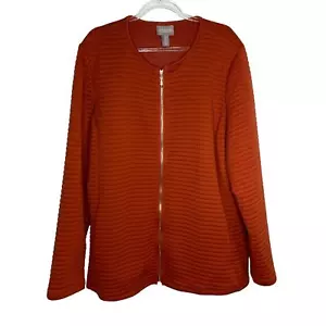 Chicos Womens Size 3/XL Orange Zip Up Quilted Blazer Jacket Pockets Stretch - Picture 1 of 9