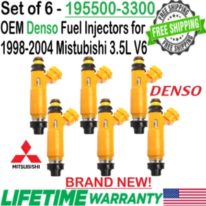 NEW OEM Denso 6Pcs Fuel Injectors for 1999-2004 Mitsubishi Montero Sport 3.5L V6 - Picture 1 of 5