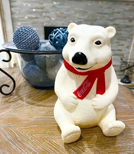 Coca-Cola Polar Bear Coin Bank 1995 Vintage Plastic 8.5 inches Tall Coke - Picture 1 of 5