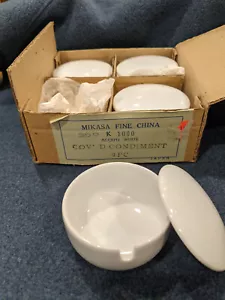 MIKASA 4 Vintage White Accent Fine China Covered Condiment Bowls - Mid-Century - Picture 1 of 5