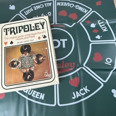 1969 Cadaco Tripoley 26" x 27" Vinyl Game Mat With Box Michigan Rummy - Image 1 of 4