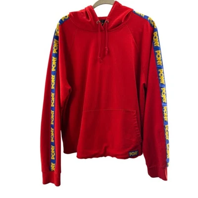 Forever 21 плюс красный толстовка с капюшоном пони 3 X логотип укороченный реглан стиль пуловер ретро - Изображение 1 из 4