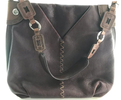 BRIGHTON SHAYLA AFRIKANZ AFRICA STORIES MERLOT LEATHER SHOULDER NICE HANDBAG - Image 1 of 4