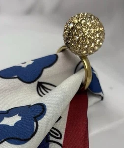 COACH Authentic Long Pave Ball Ring, Gold Tone, Stylish Designer Jewelry - Picture 1 of 5