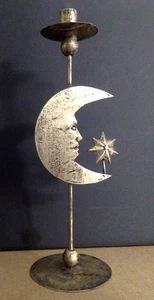 Kerzenständer Halbmond Gesicht Stern Metall konisch himmlisch 16 Zoll hoch - Bild 1 von 9