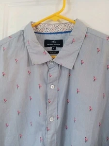 Michael Brandon Slim Fit Men's XL Button-Down Shirt Striped Flamingo Print - Picture 1 of 7