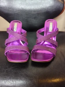 Primark Sparkly Purple High Heel Mules/Sandals, Wedding Guest, Prom, Bridesmaid - Picture 1 of 14