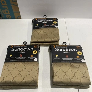 X3 Sundown Eclipse Room Darkening Rod Pocket Panel Pair Brown Curtains 52" x 84" - Picture 1 of 7