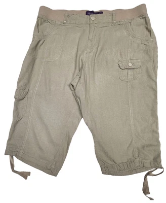 Gloria Vanderbilt ~ Pantalones capri para mujer ~ Talla 14 ~ Beige ~ Dobladillo con cordón Foto 1 de 4