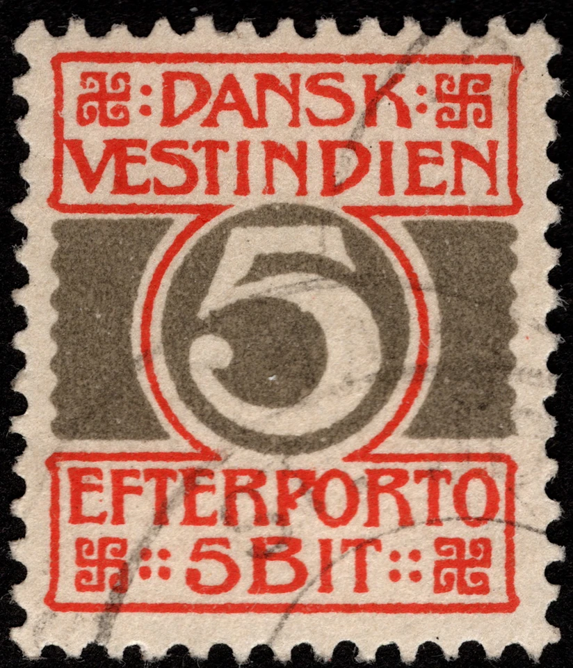 Danish West Indies Stamp Scott J5 Used F-VF 5 Cents Numeral of Value Postage Due - Image 1 of 1