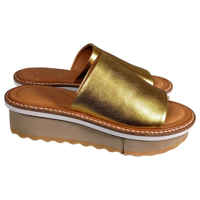 Sandalias de plataforma de cuero Clergerie Fastsp doradas para mujer 38,5/US 8 Foto 1 de 4