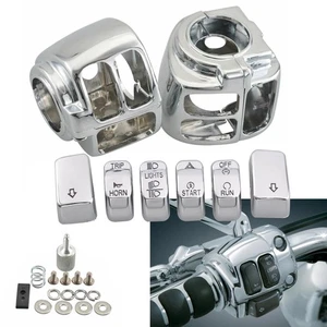6×  Buttons Chrome + Switch Housing Covers For Harley Iron 883 Blackline Softail - Picture 1 of 22