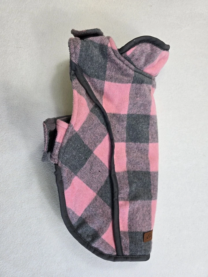 Pink Buffalo Check Pet Dog Vest Jacket Medium Eddie Bauer Fleece Plaid Coat - Image 1 of 4