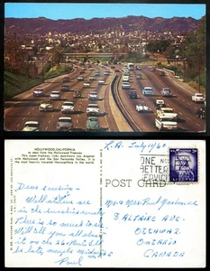HOLLYWOOD Kalifornien Postkarte 1966 Highway Vogelperspektive Oldtimer - Bild 1 von 3