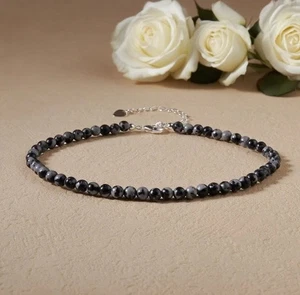 Pulsera tobillera de cuentas de copo de nieve de 4 mm para mujer impermeable delicada joyería curativa regalo - Imagen 1 de 5