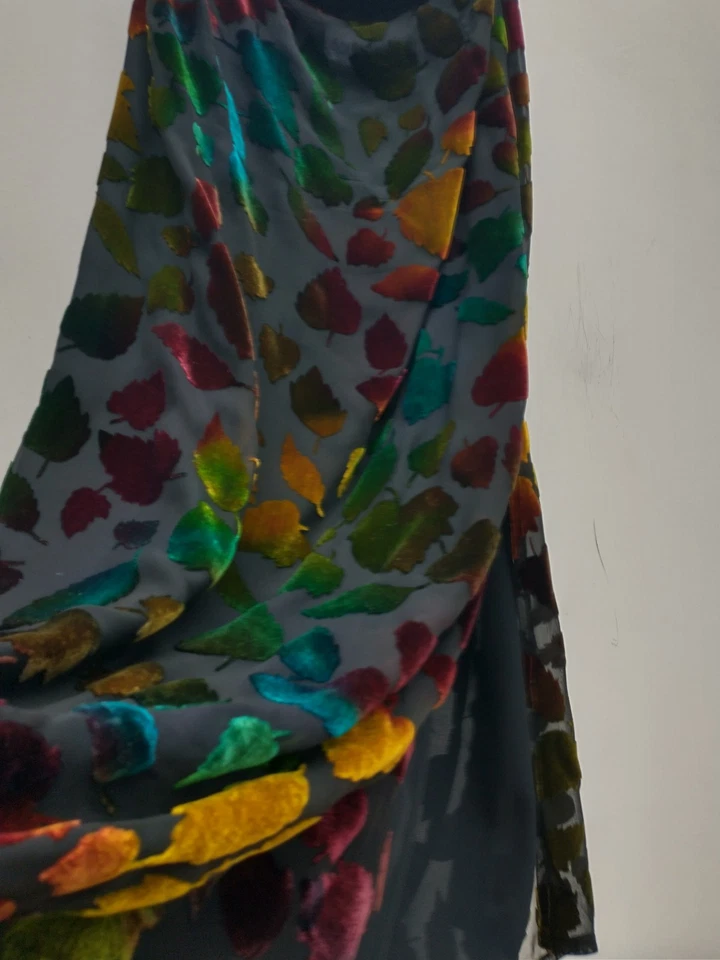 Windsmoor Stunning Velvet And Silk Chiffon Maxi Skirt  16/18 Iridescent Leaves. - Image 1 of 4