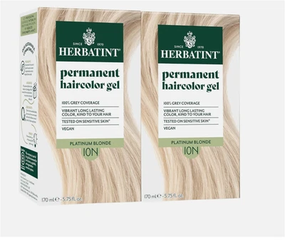 PACK 2 - Color de cabello permanente rubio platino Herbatint 10N Foto 1 de 4