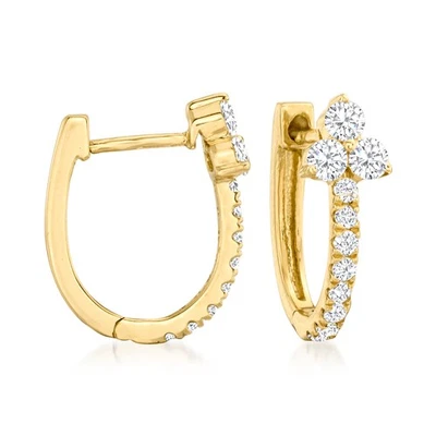 0.50 ct. t.w. Diamond Huggie Hoop Earrings in 14kt Yellow Gold. 1/2 inches — 第 1/4 张图片