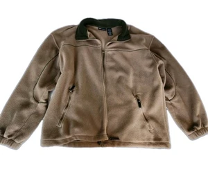 VTG Faded Glory Men's Large Fleece Bomber Jacket Full Zip Brown & Green Retro  - Picture 1 of 10