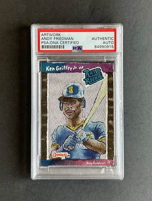 1989 Donruss Ken Griffey Jr Original Painting 1/1 Artist Auto PSA/DNA Authentic - Image 1 of 4