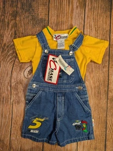 NEW Rare Vintage NASCAR Terry Labonte 3 Chase Denim Shortall Overalls Toddler 2T - Picture 1 of 9