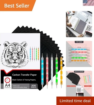 Juego de papel de carbono negro A4 de 200 unidades - perfecto para todas tus necesidades de rastreo Foto 1 de 4