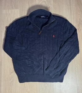 Ralph Lauren Zopfmuster Viertelreißverschluss Navy Large - Bild 1 von 4