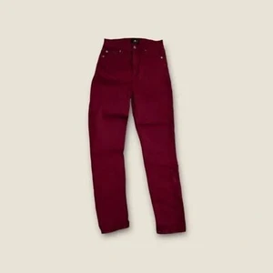 7 For All Mankind High Waist Ankle Skinny Jeans in Merlot 25 - Picture 1 of 6