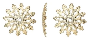 Tapas de cuentas, 10 cuentas de latón chapado en oro 11x2 mm filigrana planas para caber cuentas de 12-14 mm - Imagen 1 de 2