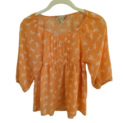 Speechless Girl's Coral Horse Print Top Size L - Image 1 of 4