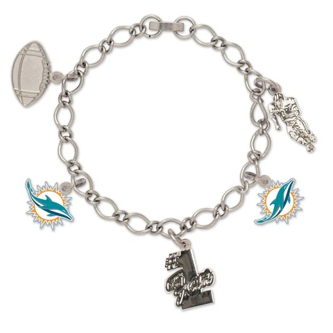 Miami Dolphins Wincraft NFL Bracelet With 5 Charms FREE SHIP Cover
