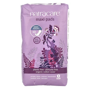 Maxi Pads, Organic Cotton Cover, Night, 10 Pads - Picture 1 of 3