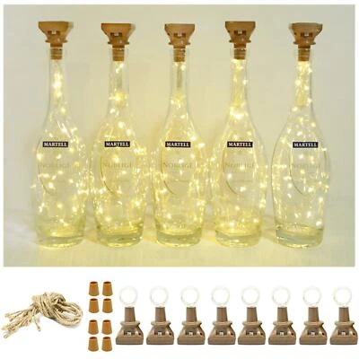 Квадратная упаковка из 8 ламп для винных бутылок на солнечных батареях 20 светодиодов водонепроницаемая медная пробка... - Изображение 1 из 4