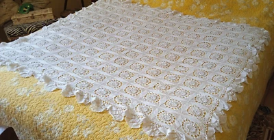 ancienne nappe au crochet     120x135 cm    TBE - Photo 1/4