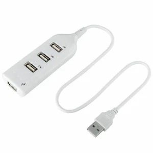 White USB 2.0 Hi-Speed 4-Port Splitter Hub For PC Notebook - Picture 1 of 5