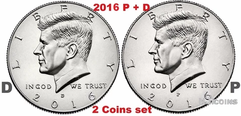 2016 Kennedy Half Dollars 2 coins set P + D Clad President 50¢ coin US Mint Cover