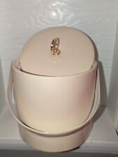 Vintage MCM Georges Briard Ice Bucket Beige Vinyl Clear Acrylic Lid