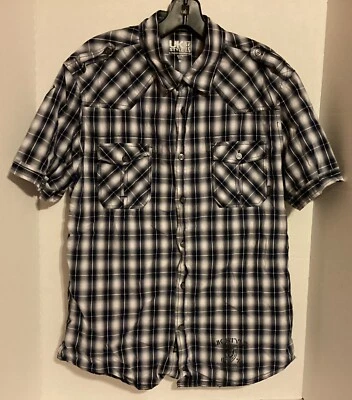 Camisa a Cuadros Estilo Reino Unido Por Conexión Francesa M Bolsillos Botones Azul Blanco Gris Foto 1 de 4