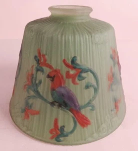 Pantalla pintada al revés de loro de 1900 para lámpara de pie de arpa de escritorio lámpara de tocador - Imagen 1 de 5
